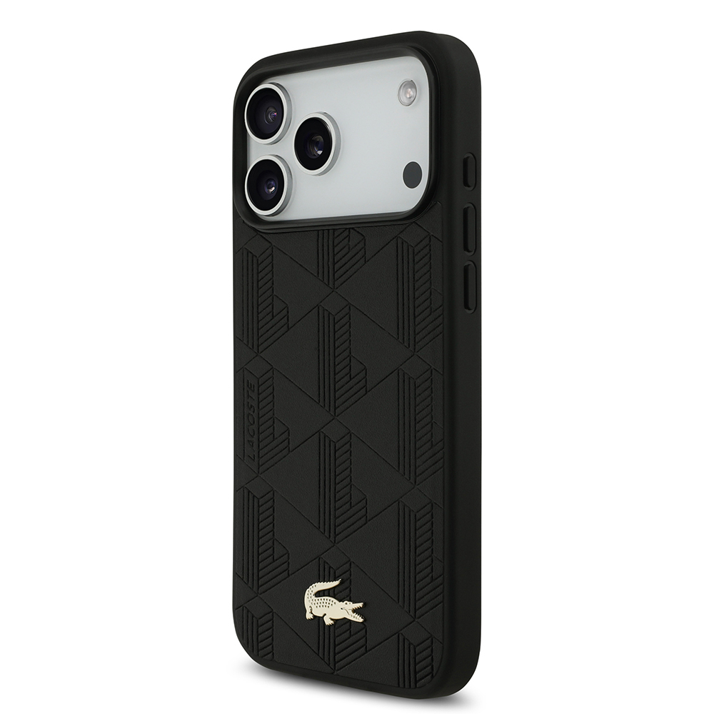 Apple iPhone 17 Pro Max Uyumlu Kılıf Lacoste Orjinal Lisanslı M-safe Şarj Özellikli PU Deri Tasarımlı Karışık Monogram Desenli Kapak - 4