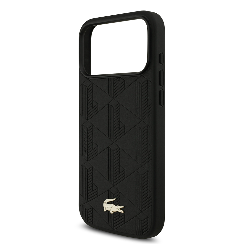 Apple iPhone 17 Pro Max Uyumlu Kılıf Lacoste Orjinal Lisanslı M-safe Şarj Özellikli PU Deri Tasarımlı Karışık Monogram Desenli Kapak - 5