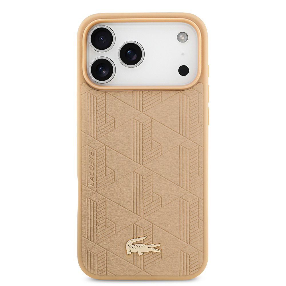 Apple iPhone 17 Pro Max Uyumlu Kılıf Lacoste Orjinal Lisanslı M-safe Şarj Özellikli PU Deri Tasarımlı Karışık Monogram Desenli Kapak - 8