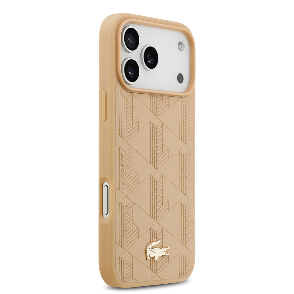 Apple iPhone 17 Pro Max Uyumlu Kılıf Lacoste Orjinal Lisanslı M-safe Şarj Özellikli PU Deri Tasarımlı Karışık Monogram Desenli Kapak - 9