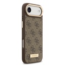 Apple iPhone 17 Air Uyumlu Kılıf Guess Orjinal Lisanslı M-safe Şarj Özellikli 4G Desenli PU Metal Plaka Klasik Logolu Kapak - 1