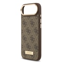Apple iPhone 17 Air Uyumlu Kılıf Guess Orjinal Lisanslı M-safe Şarj Özellikli 4G Desenli PU Metal Plaka Klasik Logolu Kapak - 5