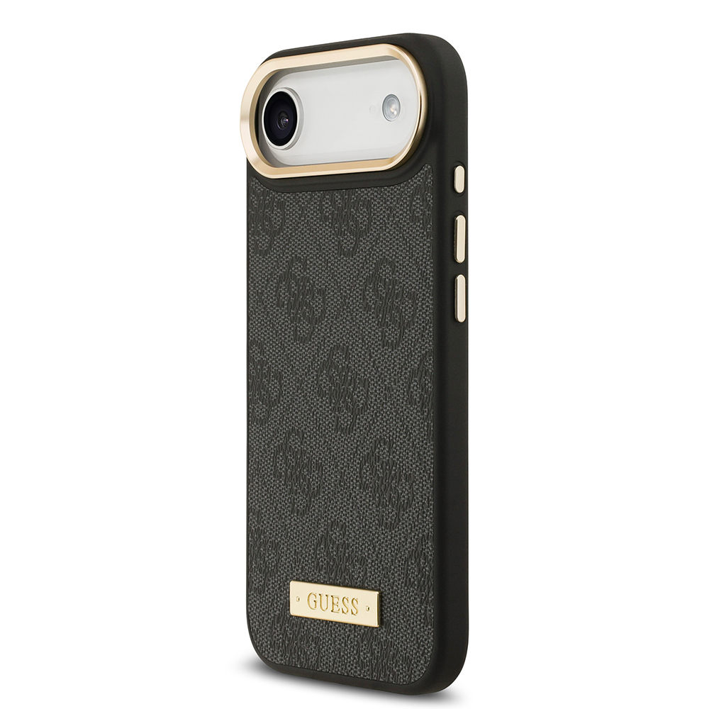 Apple iPhone 17 Air Uyumlu Kılıf Guess Orjinal Lisanslı M-safe Şarj Özellikli 4G Desenli PU Metal Plaka Klasik Logolu Kapak - 7