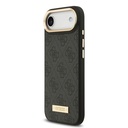 Apple iPhone 17 Air Uyumlu Kılıf Guess Orjinal Lisanslı M-safe Şarj Özellikli 4G Desenli PU Metal Plaka Klasik Logolu Kapak - 7