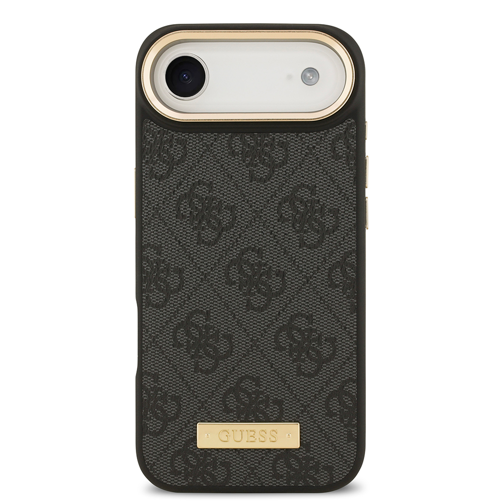 Apple iPhone 17 Air Uyumlu Kılıf Guess Orjinal Lisanslı M-safe Şarj Özellikli 4G Desenli PU Metal Plaka Klasik Logolu Kapak - 8