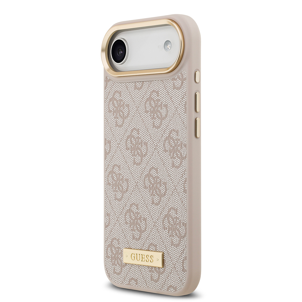 Apple iPhone 17 Air Uyumlu Kılıf Guess Orjinal Lisanslı M-safe Şarj Özellikli 4G Desenli PU Metal Plaka Klasik Logolu Kapak - 13