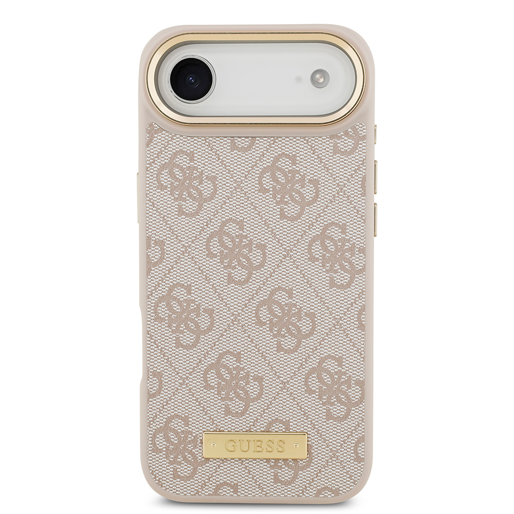 Apple iPhone 17 Air Uyumlu Kılıf Guess Orjinal Lisanslı M-safe Şarj Özellikli 4G Desenli PU Metal Plaka Klasik Logolu Kapak - 14