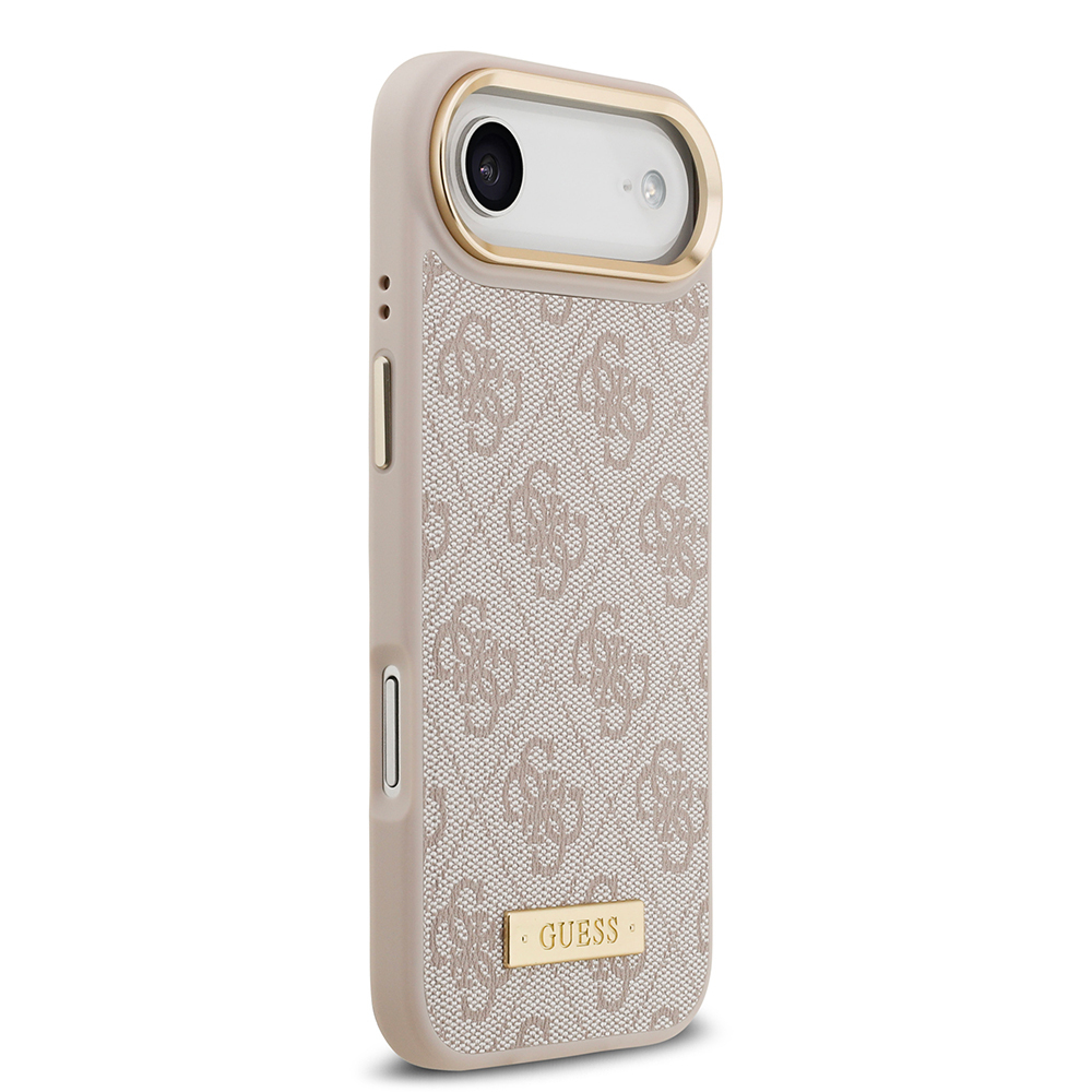 Apple iPhone 17 Air Uyumlu Kılıf Guess Orjinal Lisanslı M-safe Şarj Özellikli 4G Desenli PU Metal Plaka Klasik Logolu Kapak - 15