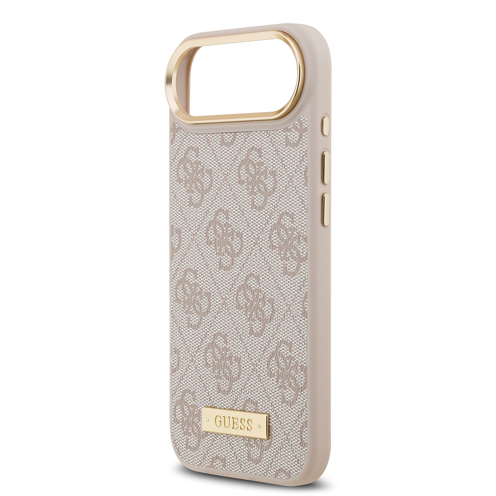 Apple iPhone 17 Air Uyumlu Kılıf Guess Orjinal Lisanslı M-safe Şarj Özellikli 4G Desenli PU Metal Plaka Klasik Logolu Kapak - 17
