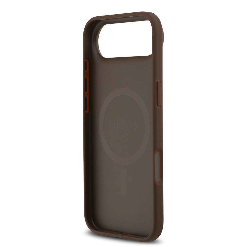 Apple iPhone 17 Air Uyumlu Kılıf Guess Orjinal Lisanslı M-safe Şarj Özellikli Yazı Logolu Circle Classic Kapak - 5