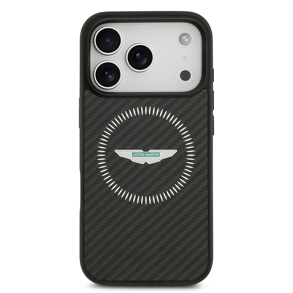 Apple iPhone 17 Pro Uyumlu Kılıf Aston Martin Orjinal Lisanslı M-safe Şarj Özellikli Karbon Fiber Kevlar Kapak - 2