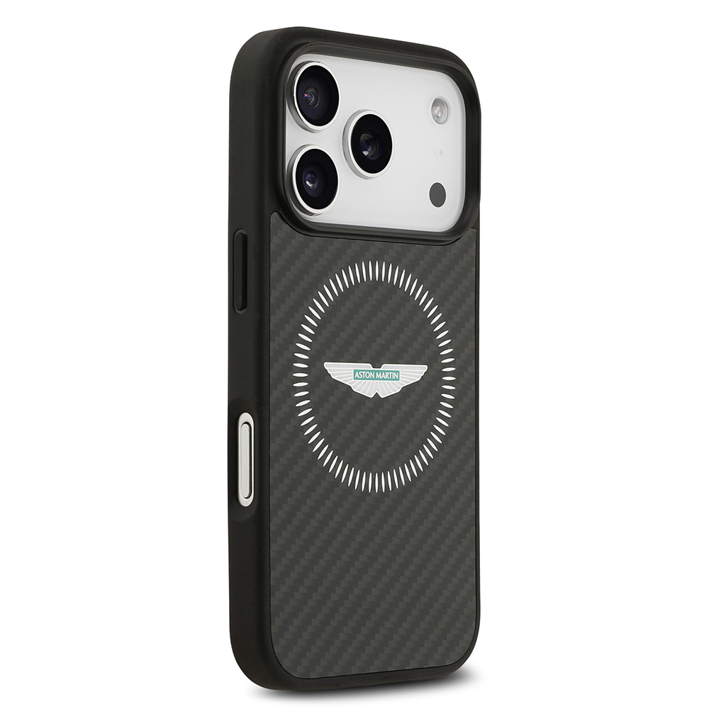 Apple iPhone 17 Pro Uyumlu Kılıf Aston Martin Orjinal Lisanslı M-safe Şarj Özellikli Karbon Fiber Kevlar Kapak - 3