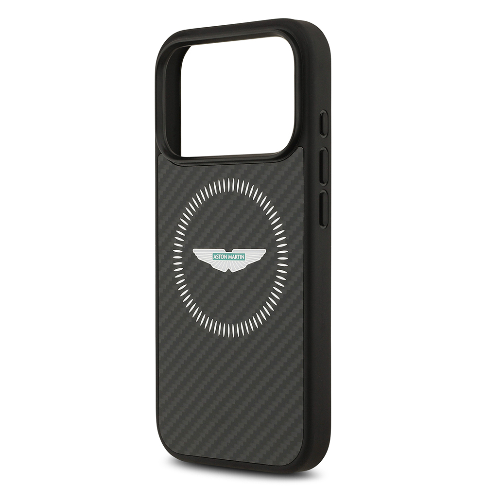 Apple iPhone 17 Pro Uyumlu Kılıf Aston Martin Orjinal Lisanslı M-safe Şarj Özellikli Karbon Fiber Kevlar Kapak - 6