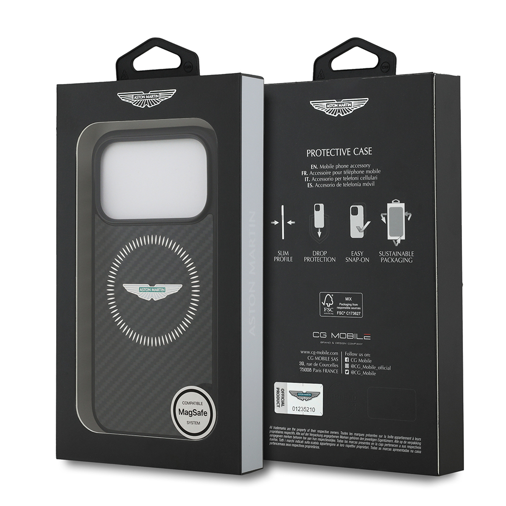 Apple iPhone 17 Pro Uyumlu Kılıf Aston Martin Orjinal Lisanslı M-safe Şarj Özellikli Karbon Fiber Kevlar Kapak - 7