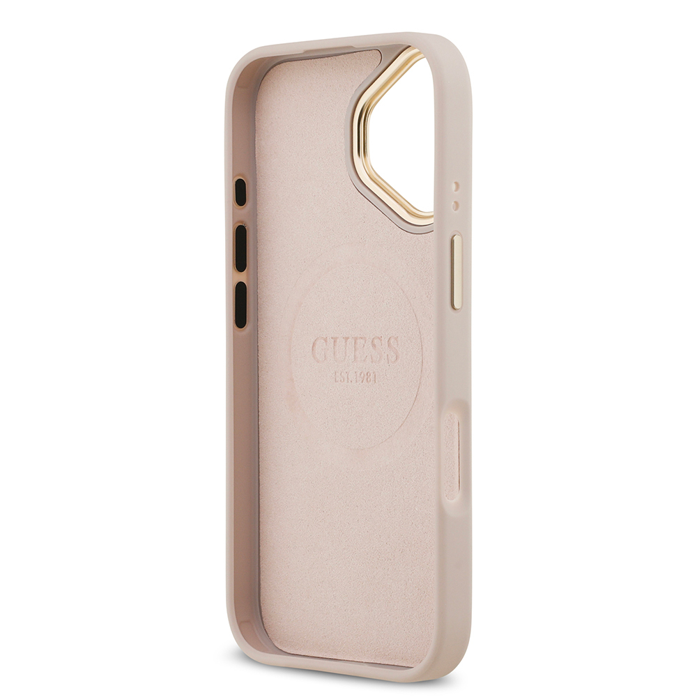 Apple iPhone 17 Uyumlu Kılıf Guess Orjinal Lisanslı M-safe Şarj Özellikli 4G Desenli PU Metal Plaka Klasik Logolu Kapak - 6