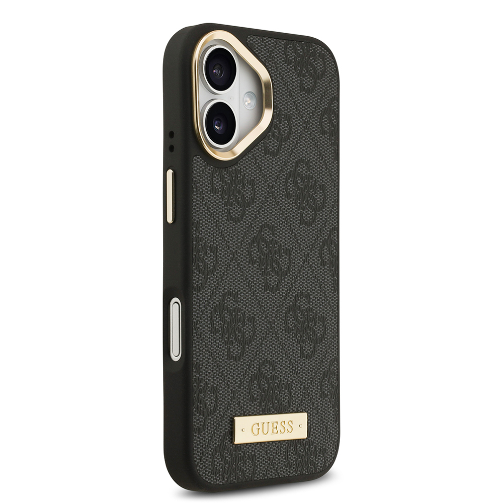 Apple iPhone 17 Uyumlu Kılıf Guess Orjinal Lisanslı M-safe Şarj Özellikli 4G Desenli PU Metal Plaka Klasik Logolu Kapak - 9