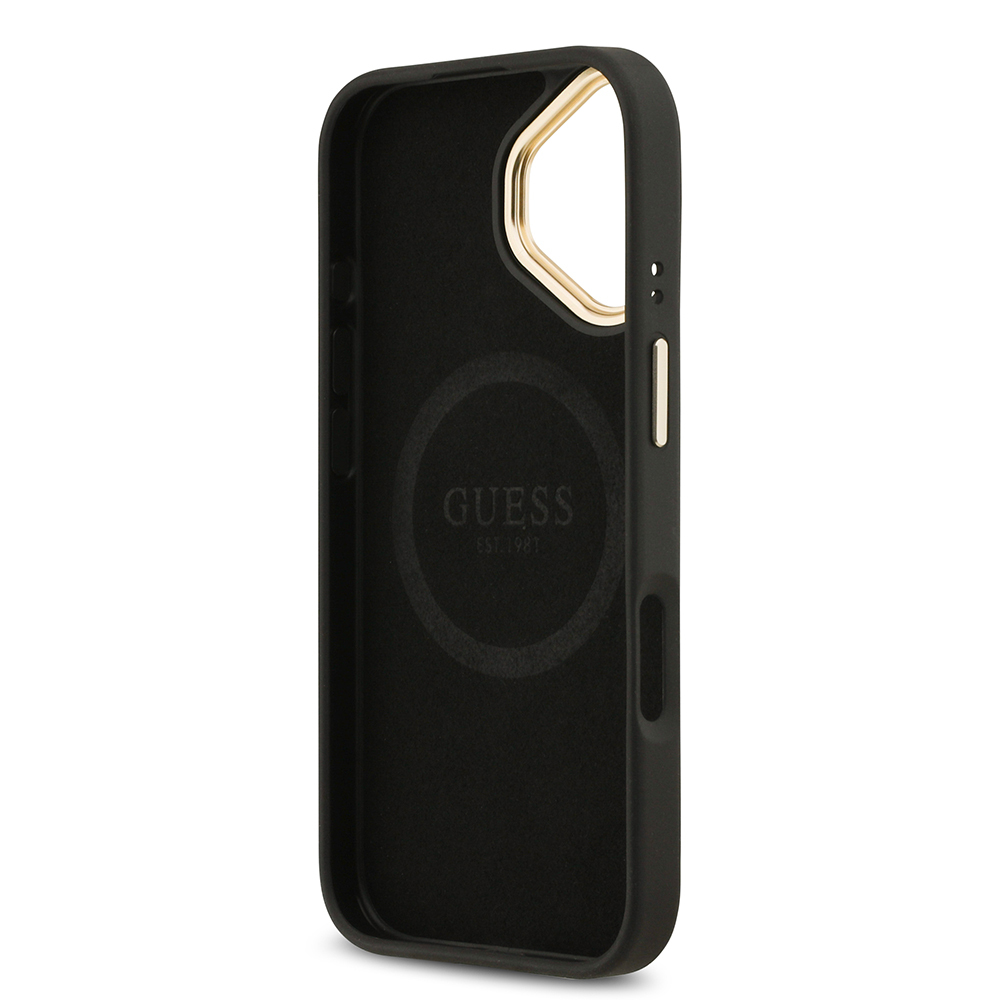 Apple iPhone 17 Uyumlu Kılıf Guess Orjinal Lisanslı M-safe Şarj Özellikli 4G Desenli PU Metal Plaka Klasik Logolu Kapak - 11