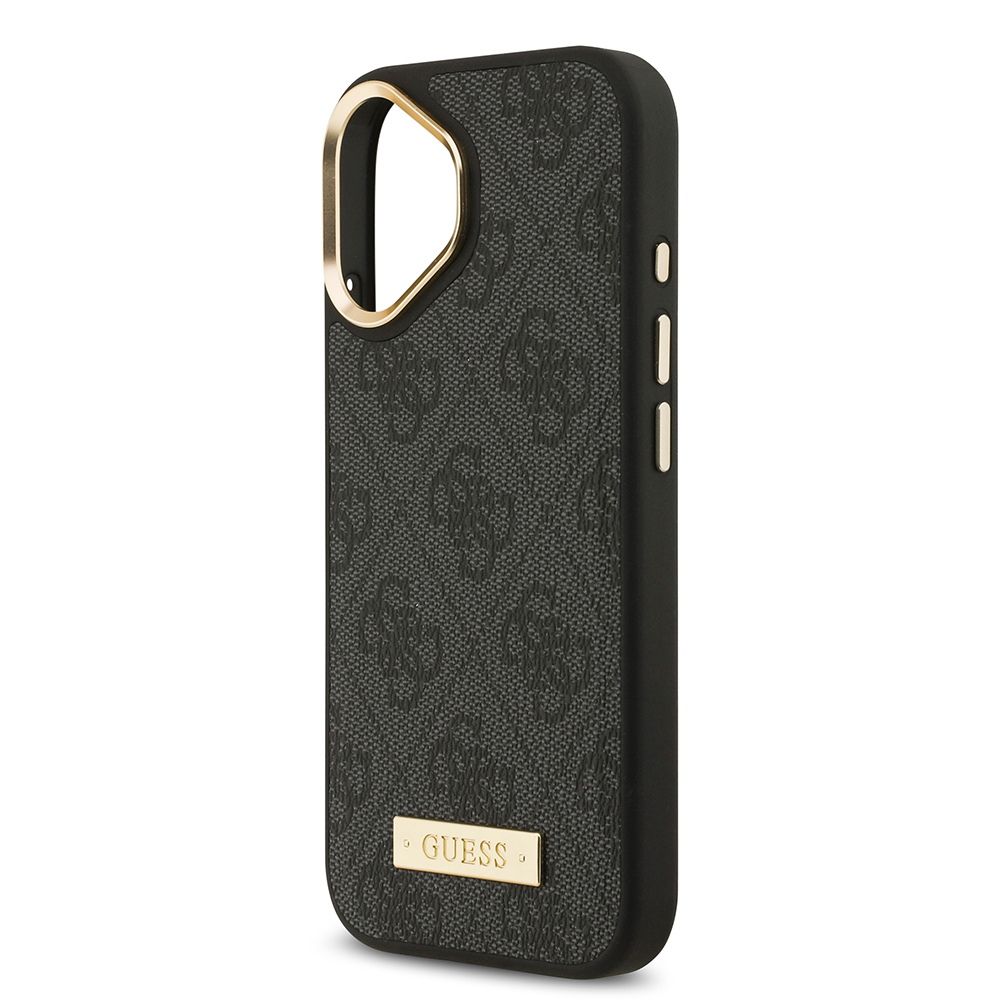 Apple iPhone 17 Uyumlu Kılıf Guess Orjinal Lisanslı M-safe Şarj Özellikli 4G Desenli PU Metal Plaka Klasik Logolu Kapak - 12