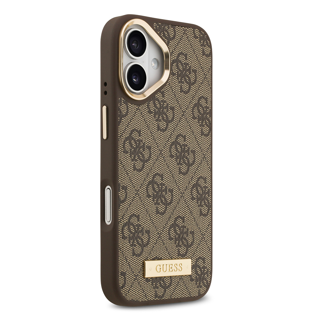 Apple iPhone 17 Uyumlu Kılıf Guess Orjinal Lisanslı M-safe Şarj Özellikli 4G Desenli PU Metal Plaka Klasik Logolu Kapak - 15