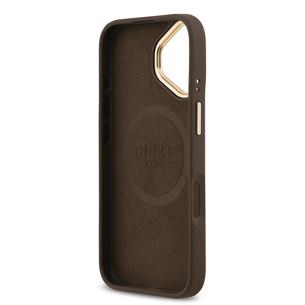 Apple iPhone 17 Uyumlu Kılıf Guess Orjinal Lisanslı M-safe Şarj Özellikli 4G Desenli PU Metal Plaka Klasik Logolu Kapak - 18