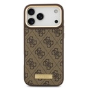Apple iPhone 17 Pro Max Uyumlu Kılıf Guess Orjinal Lisanslı M-safe Şarj Özellikli 4G Desenli PU Metal Plaka Klasik Logolu Kapak - 1