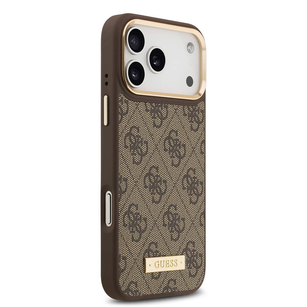 Apple iPhone 17 Pro Max Uyumlu Kılıf Guess Orjinal Lisanslı M-safe Şarj Özellikli 4G Desenli PU Metal Plaka Klasik Logolu Kapak - 2