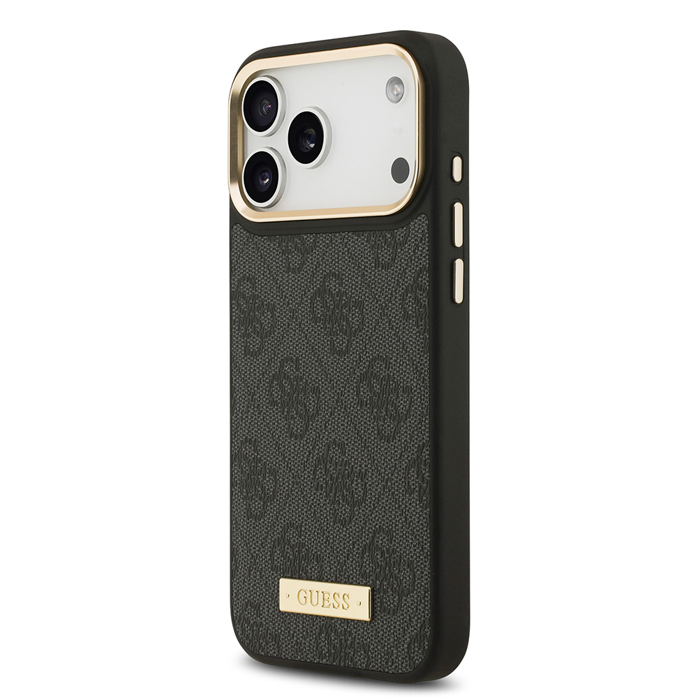 Apple iPhone 17 Pro Max Uyumlu Kılıf Guess Orjinal Lisanslı M-safe Şarj Özellikli 4G Desenli PU Metal Plaka Klasik Logolu Kapak - 7