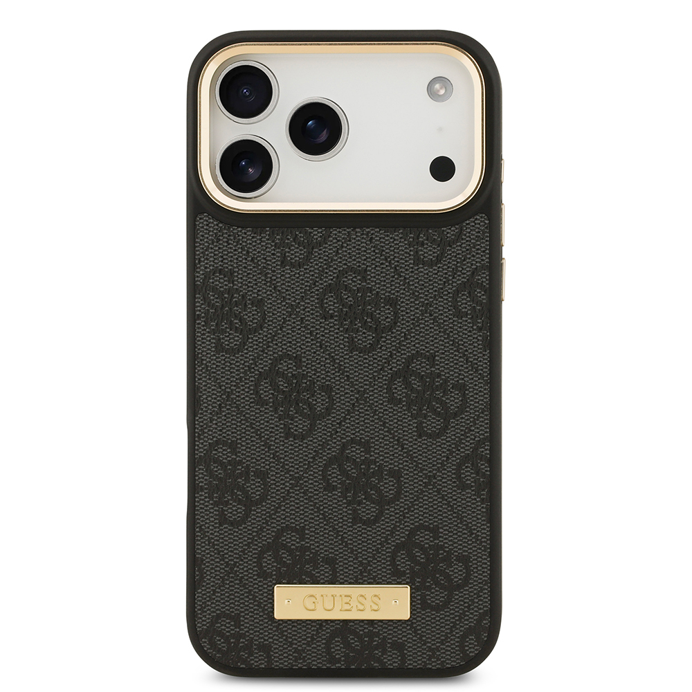 Apple iPhone 17 Pro Max Uyumlu Kılıf Guess Orjinal Lisanslı M-safe Şarj Özellikli 4G Desenli PU Metal Plaka Klasik Logolu Kapak - 8