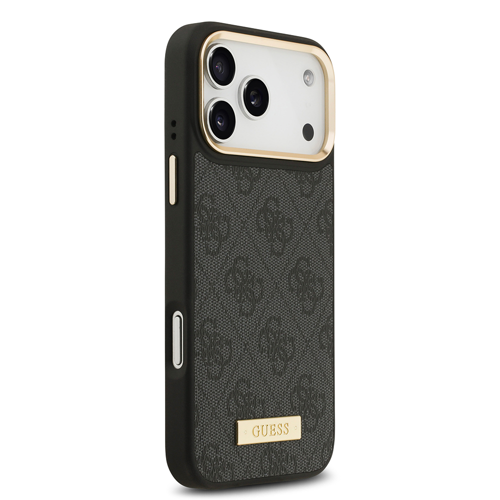 Apple iPhone 17 Pro Max Uyumlu Kılıf Guess Orjinal Lisanslı M-safe Şarj Özellikli 4G Desenli PU Metal Plaka Klasik Logolu Kapak - 9