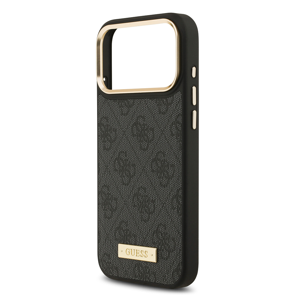 Apple iPhone 17 Pro Max Uyumlu Kılıf Guess Orjinal Lisanslı M-safe Şarj Özellikli 4G Desenli PU Metal Plaka Klasik Logolu Kapak - 11