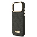 Apple iPhone 17 Pro Max Uyumlu Kılıf Guess Orjinal Lisanslı M-safe Şarj Özellikli 4G Desenli PU Metal Plaka Klasik Logolu Kapak - 11