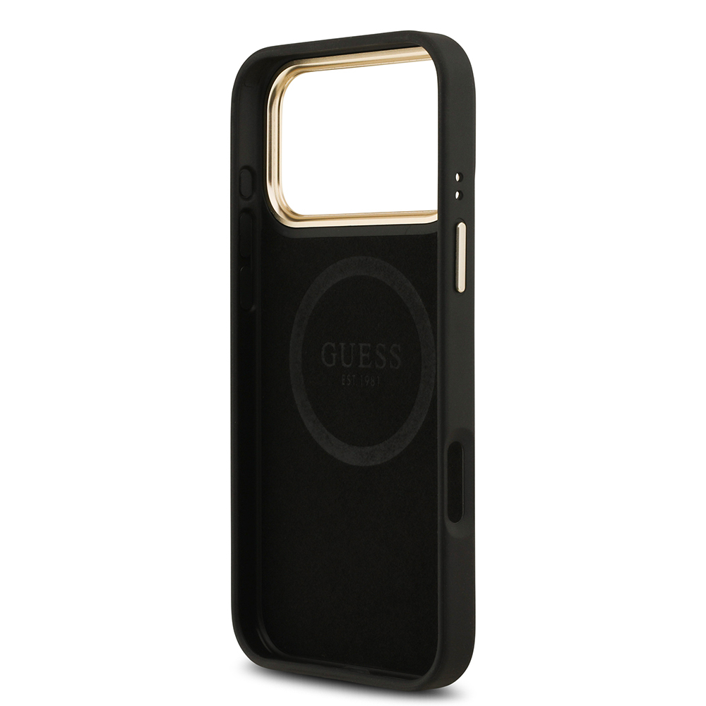 Apple iPhone 17 Pro Max Uyumlu Kılıf Guess Orjinal Lisanslı M-safe Şarj Özellikli 4G Desenli PU Metal Plaka Klasik Logolu Kapak - 12