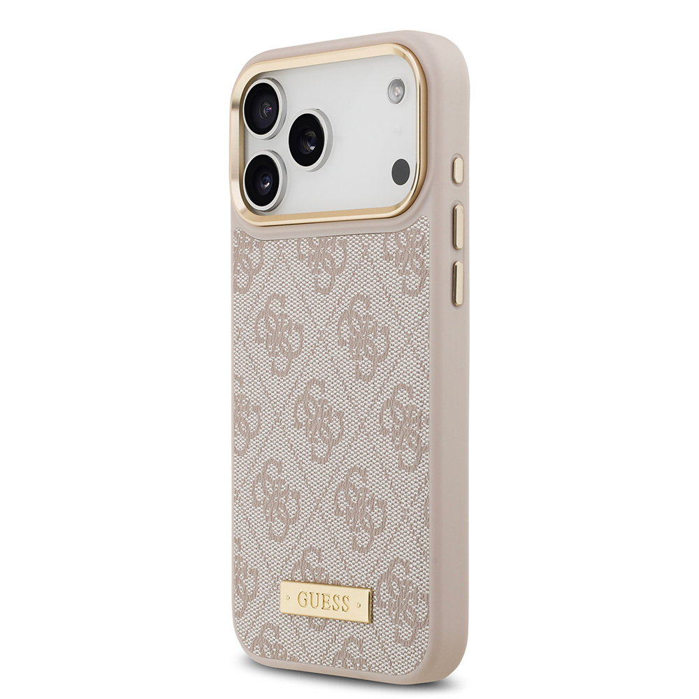Apple iPhone 17 Pro Max Uyumlu Kılıf Guess Orjinal Lisanslı M-safe Şarj Özellikli 4G Desenli PU Metal Plaka Klasik Logolu Kapak - 13