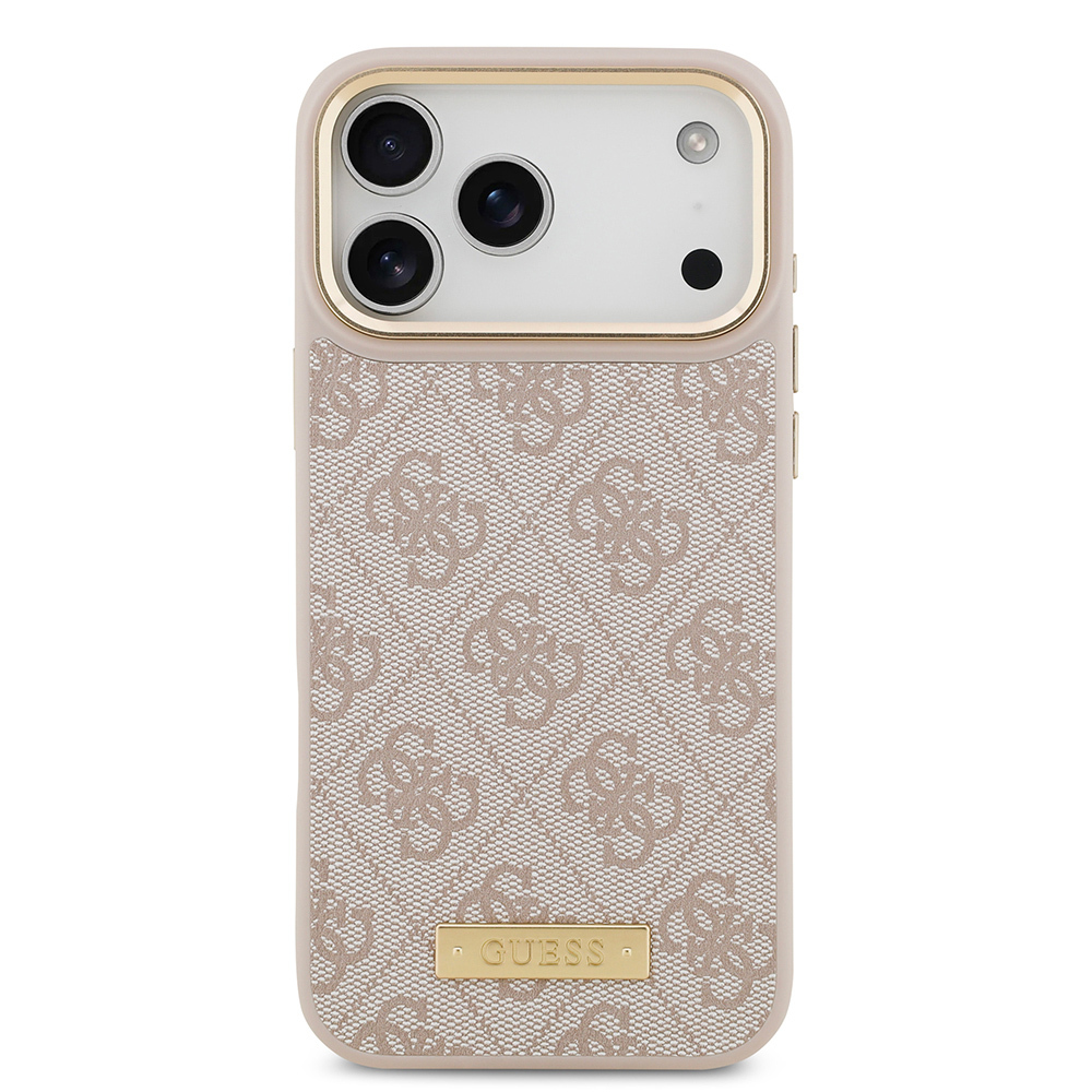 Apple iPhone 17 Pro Max Uyumlu Kılıf Guess Orjinal Lisanslı M-safe Şarj Özellikli 4G Desenli PU Metal Plaka Klasik Logolu Kapak - 14