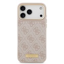 Apple iPhone 17 Pro Max Uyumlu Kılıf Guess Orjinal Lisanslı M-safe Şarj Özellikli 4G Desenli PU Metal Plaka Klasik Logolu Kapak - 14