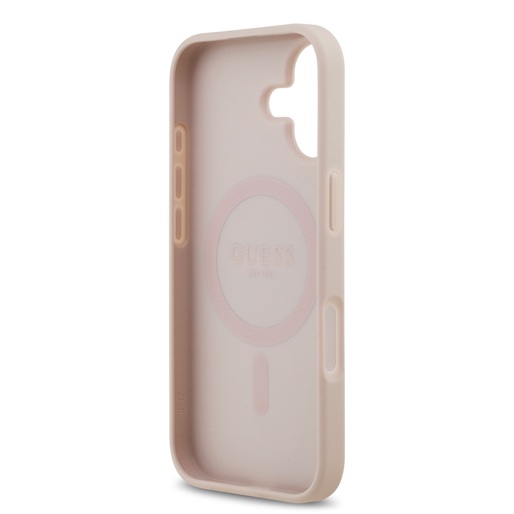 Apple iPhone 17 Uyumlu Kılıf Guess Orjinal Lisanslı M-safe Şarj Özellikli Yazı Logolu Circle Classic Kapak - 18