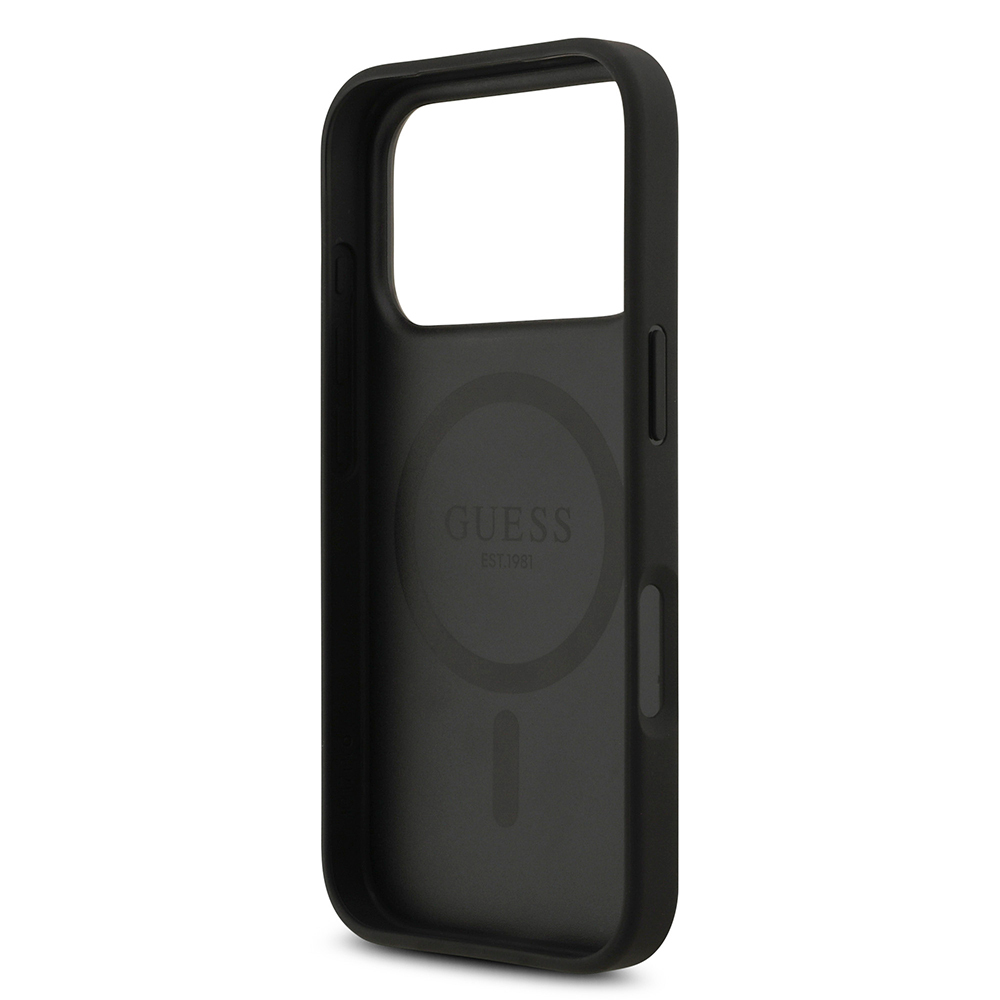 Apple iPhone 17 Pro Uyumlu Kılıf Guess Orjinal Lisanslı M-safe Şarj Özellikli Yazı Logolu Circle Classic Kapak - 18