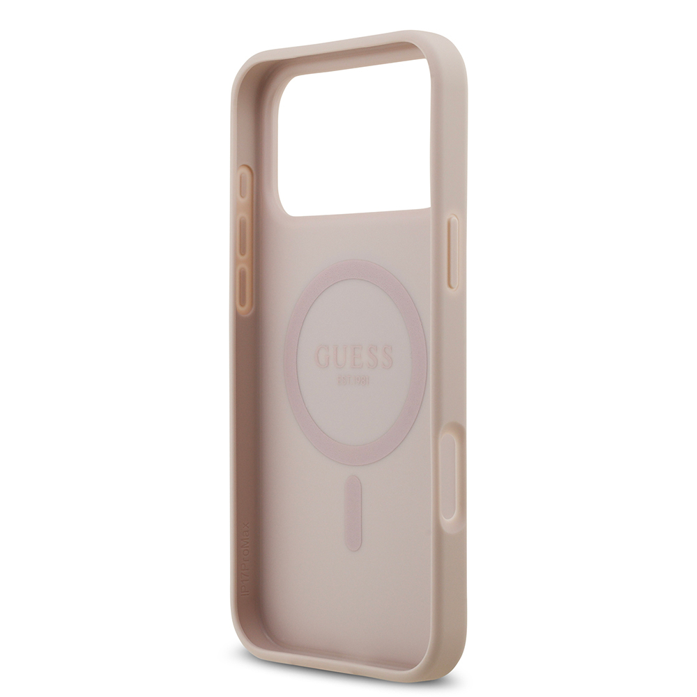 Apple iPhone 17 Pro Max Uyumlu Kılıf Guess Orjinal Lisanslı M-safe Şarj Özellikli Yazı Logolu Circle Classic Kapak - 18