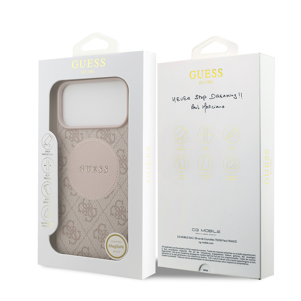 Apple iPhone 17 Pro Max Uyumlu Kılıf Guess Orjinal Lisanslı M-safe Şarj Özellikli Yazı Logolu Circle Classic Kapak - 21