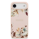 Apple iPhone 17 Air Uyumlu Kılıf Guess Orjinal Lisanslı M-safe Şarj Özellikli Taneli Çiçek Tasarımlı Metal Yazı Logolu Kapak - 2