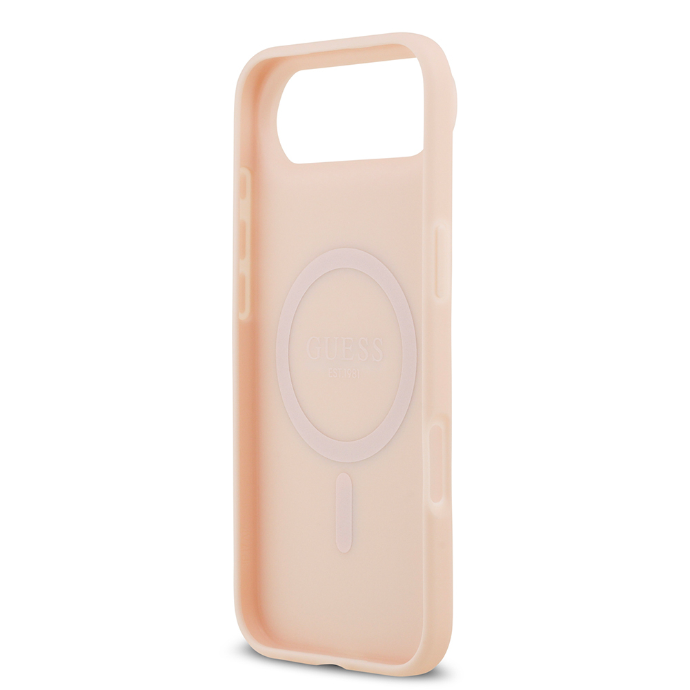 Apple iPhone 17 Air Uyumlu Kılıf Guess Orjinal Lisanslı M-safe Şarj Özellikli Taneli Çiçek Tasarımlı Metal Yazı Logolu Kapak - 6