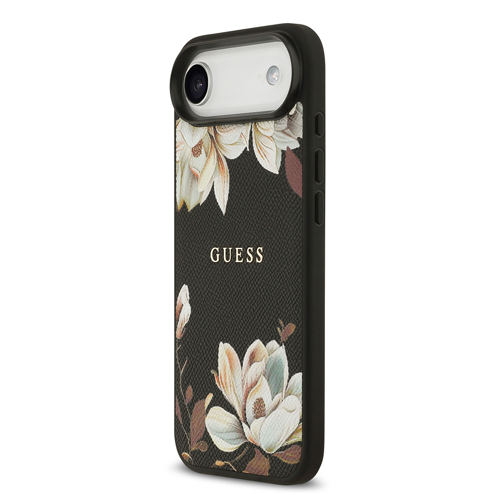 Apple iPhone 17 Air Uyumlu Kılıf Guess Orjinal Lisanslı M-safe Şarj Özellikli Taneli Çiçek Tasarımlı Metal Yazı Logolu Kapak - 8
