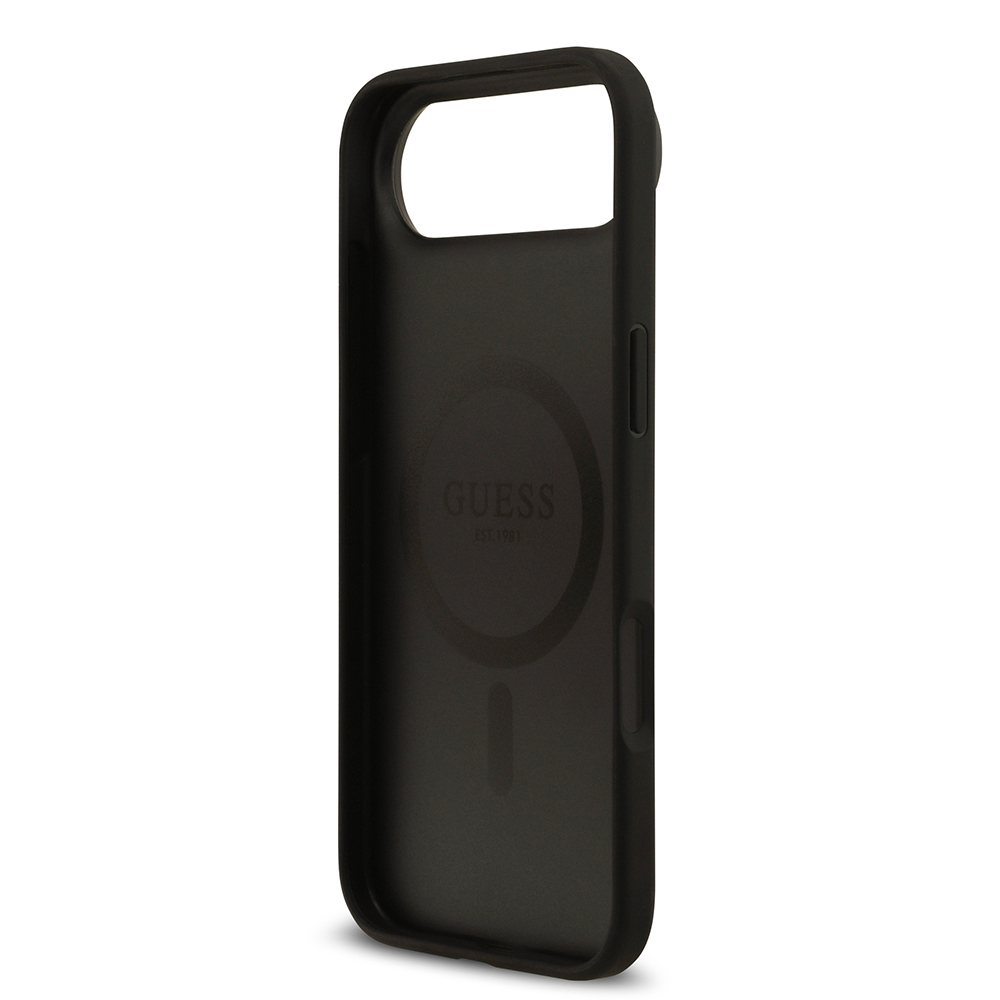 Apple iPhone 17 Air Uyumlu Kılıf Guess Orjinal Lisanslı M-safe Şarj Özellikli Taneli Çiçek Tasarımlı Metal Yazı Logolu Kapak - 13