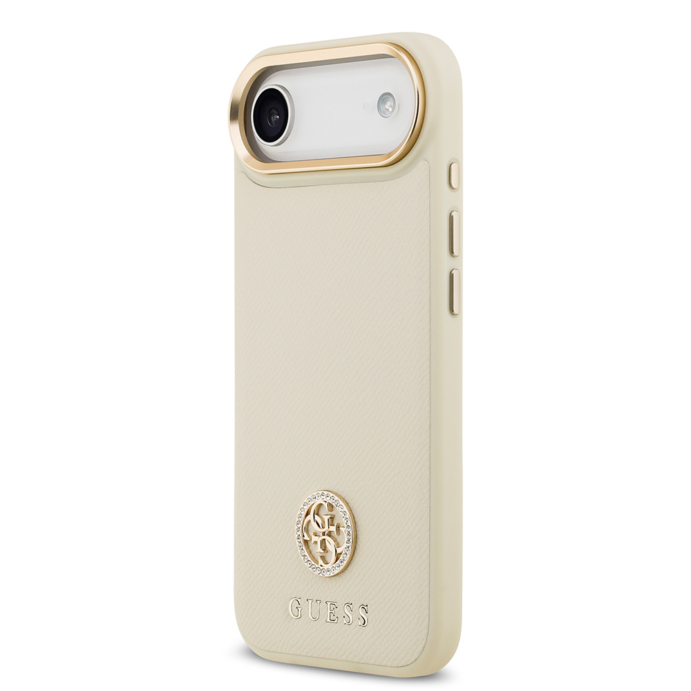 Apple iPhone 17 Air Uyumlu Kılıf Guess Orjinal Lisanslı M-safe Şarj Özellikli Grained Yazı ve Taşlı 4G Logolu Kapak - 1