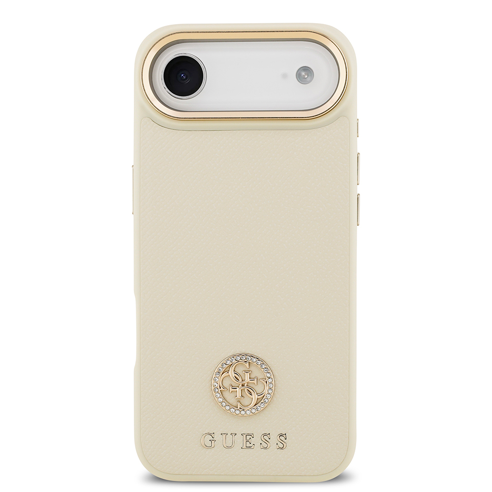 Apple iPhone 17 Air Uyumlu Kılıf Guess Orjinal Lisanslı M-safe Şarj Özellikli Grained Yazı ve Taşlı 4G Logolu Kapak - 2