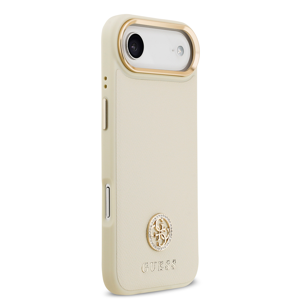 Apple iPhone 17 Air Uyumlu Kılıf Guess Orjinal Lisanslı M-safe Şarj Özellikli Grained Yazı ve Taşlı 4G Logolu Kapak - 3