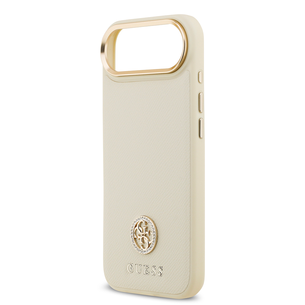 Apple iPhone 17 Air Uyumlu Kılıf Guess Orjinal Lisanslı M-safe Şarj Özellikli Grained Yazı ve Taşlı 4G Logolu Kapak - 5