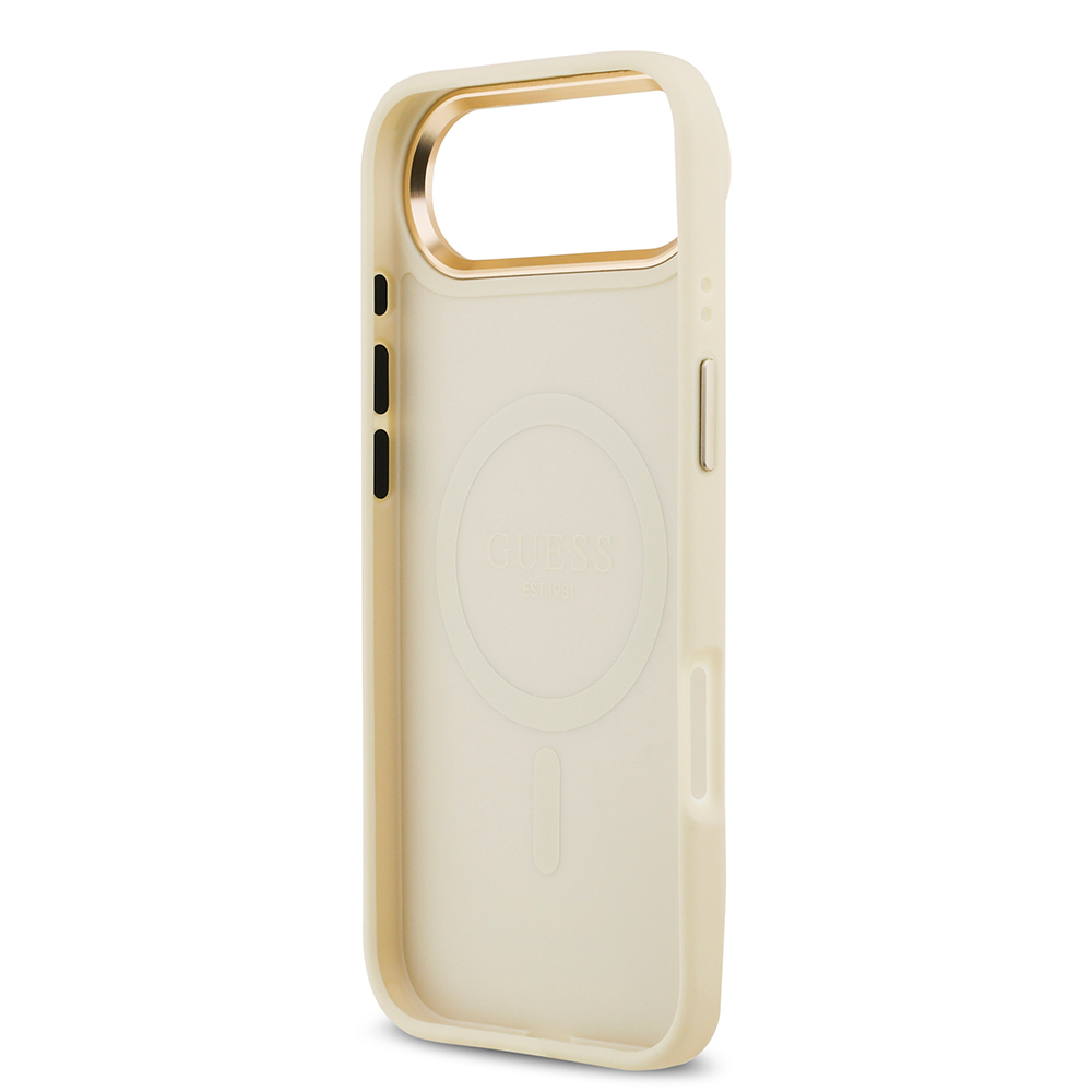 Apple iPhone 17 Air Uyumlu Kılıf Guess Orjinal Lisanslı M-safe Şarj Özellikli Grained Yazı ve Taşlı 4G Logolu Kapak - 6