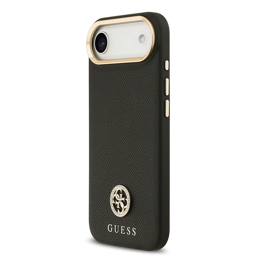 Apple iPhone 17 Air Uyumlu Kılıf Guess Orjinal Lisanslı M-safe Şarj Özellikli Grained Yazı ve Taşlı 4G Logolu Kapak - 8