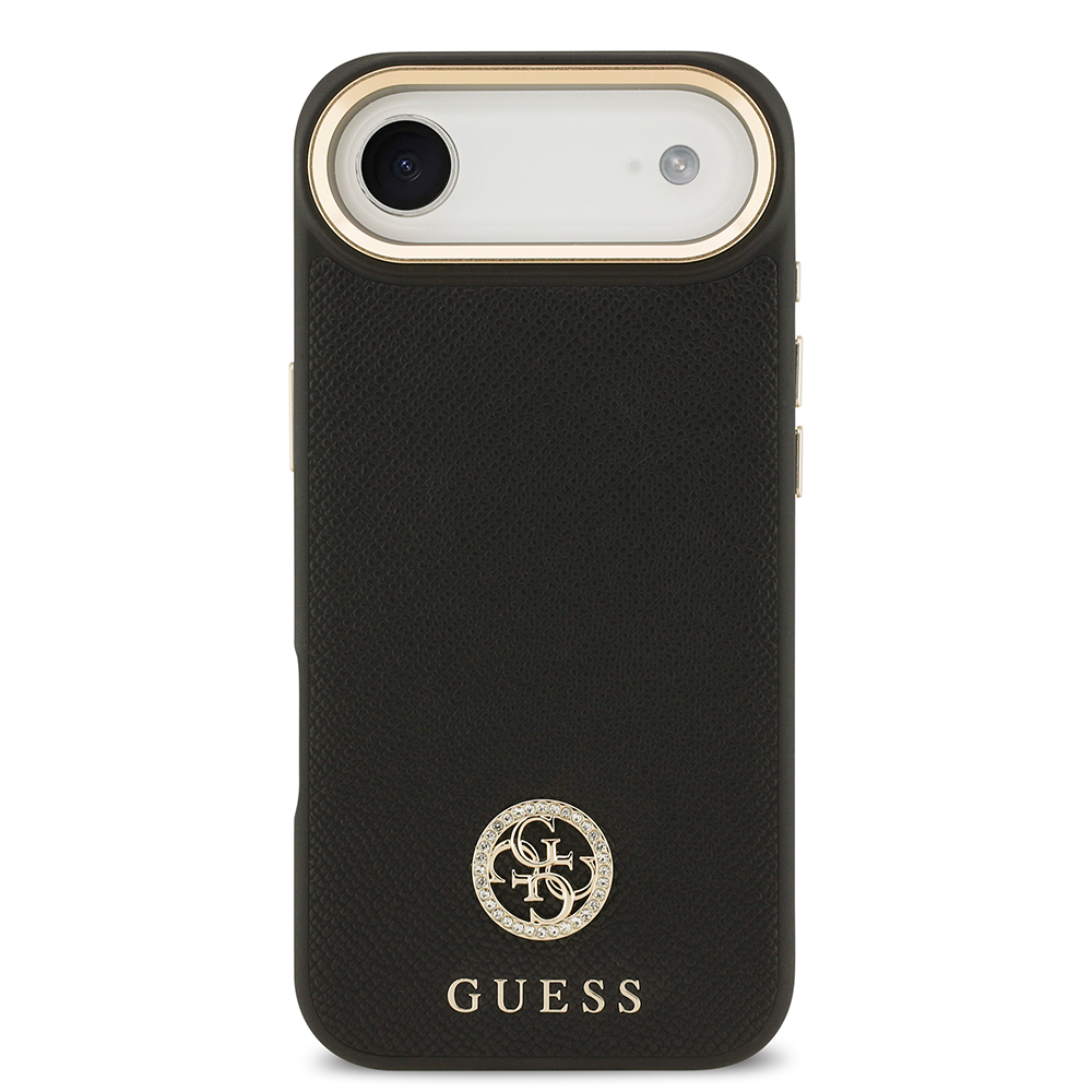 Apple iPhone 17 Air Uyumlu Kılıf Guess Orjinal Lisanslı M-safe Şarj Özellikli Grained Yazı ve Taşlı 4G Logolu Kapak - 9